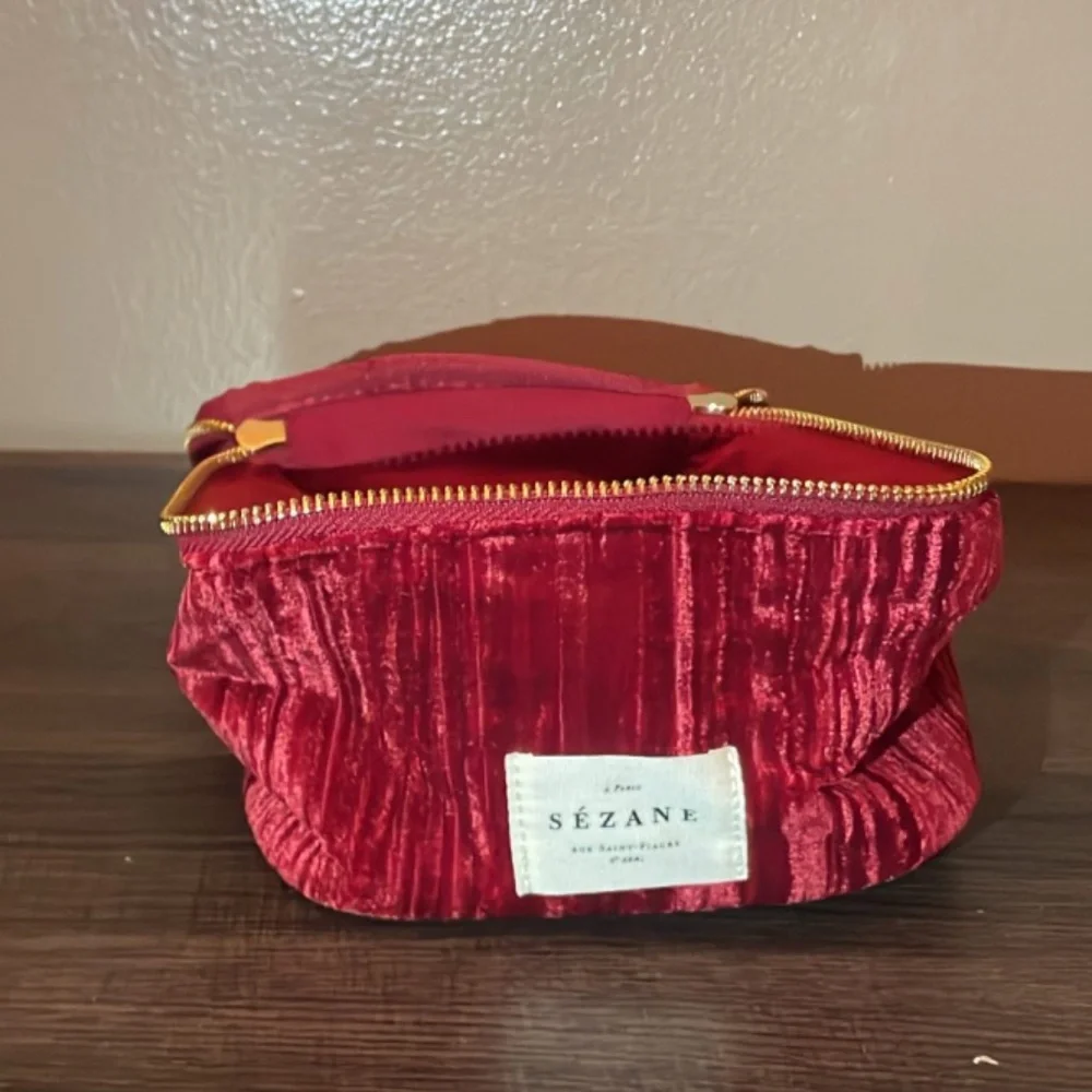 Sezane red velvet vanity case